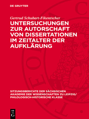 cover image of Untersuchungen zur Autorschaft von Dissertationen im Zeitalter der Aufklärung